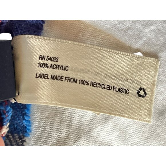 Plaid Fringe Flannel Scarf Wrap Red & Blue 85" X 26.5" Soft Acrylic By Gap - Picture 6 of 11